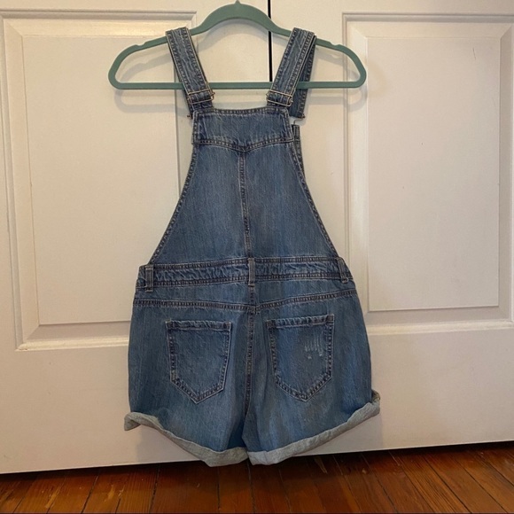 Denim Blue Women's Overall Shorts - Picture 4 of 9
